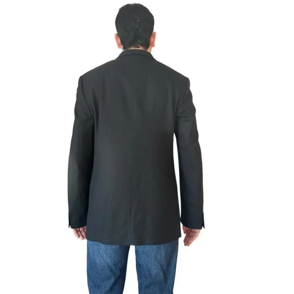 ZARA MEN'S SZ 44 F/W 2018 SPORT COAT BLAZER JACKET OFFICE BLACK BLUE PINSTRIPE